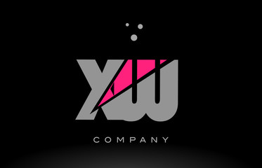 xw x w alphabet letter logo pink grey black icon