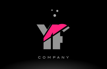 yf y f alphabet letter logo pink grey black icon