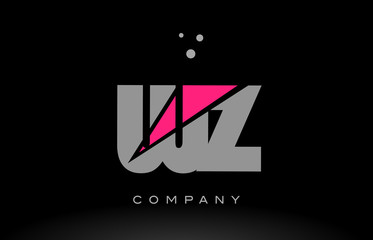 Fototapeta na wymiar wz w z alphabet letter logo pink grey black icon