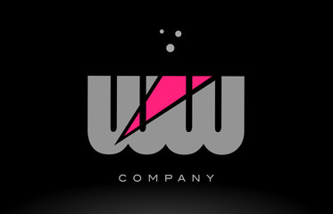 ww w alphabet letter logo pink grey black icon