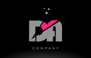 da d a alphabet letter logo pink grey black icon