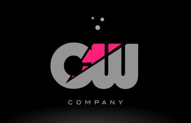 cw c w alphabet letter logo pink grey black icon