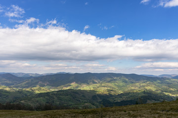 Fototapeta premium Carpathians, mountains from a height in the town of Slavsk