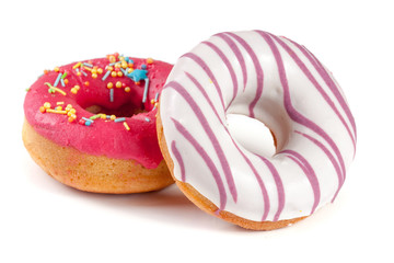 two glazed donut isolated on white background