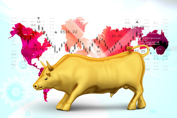Rising golden business bull