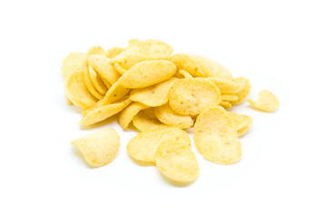 Fried shrimp chips isolated on white background