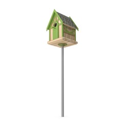 Bird House 3d rendering isolated on white background