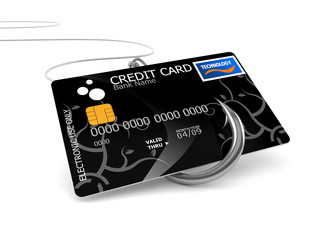 Credit card with fishing hook