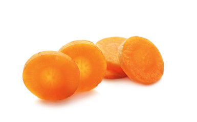 Chopped carrot isolated on white