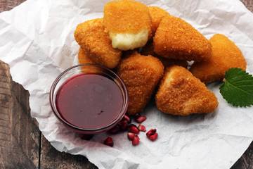 Fried Camembert with Cranberry sauce