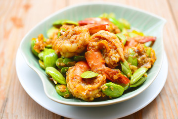 Stir-fried Stink Bean with Prawn, Asian Food