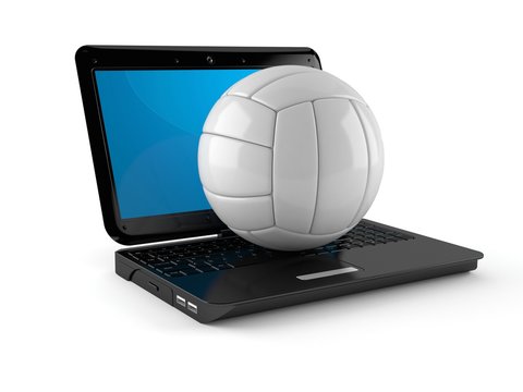 Volleyball and laptop
