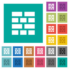Brick wall square flat multi colored icons