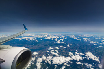 Aerial view from plane over earth