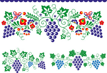 Folk ornaments with grapes