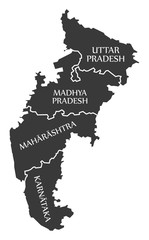 Uttar Pradesh - Madhya Pradesh - Maharashtra - Karnataka Map Illustration of Indian states