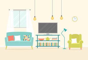 Vector set of the furniture of living room