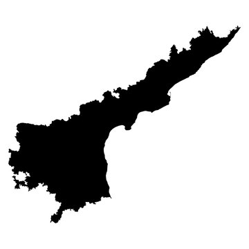 Andhra Pradesh black map on white background vector