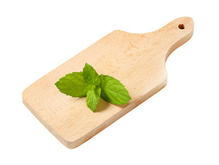 mint leaves on cutting board