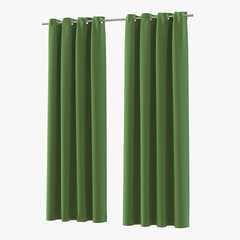 Classic green curtain. Isolated on white. 3D illustration