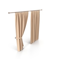 Curtain isolated on a white. 3D illustration