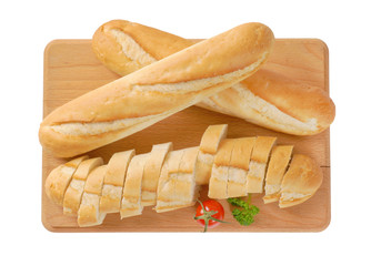 whole and sliced baguettes