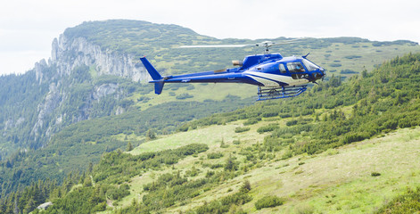 helicopter on mountain landscape