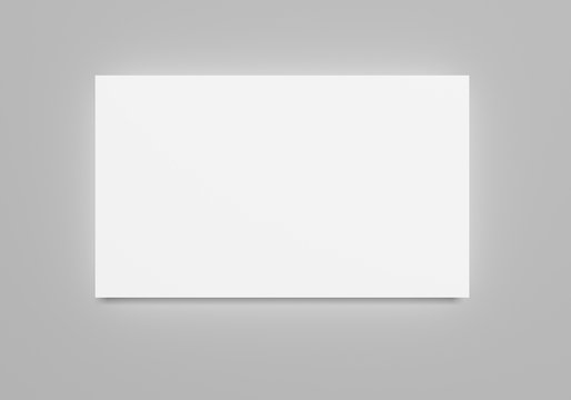 White flat 3d rendering blank banner paper sheet mockup on light grey background. Flayer, poster template for your design.