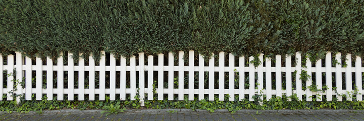 Fototapeta premium Weißer Holzzaun, Nordrhein-Westfalen, Deutschland, Europa