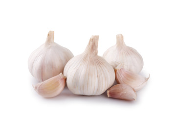 Fresh garlic on white background