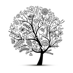 Floral tree, sketch for your design