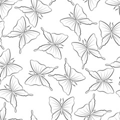 Vintage butterflies fly. Seamless pattern background with insect. The spring motive for textiles.