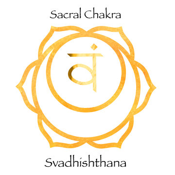 Svadhisthana chakra on orange watercolor background