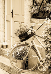 old bike with flowers