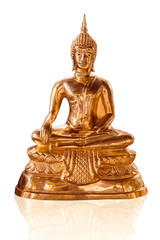 thai golden buddha isolated on white.