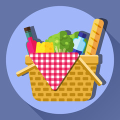 Picnic basket vector illustration.