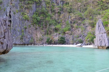 Beautiful Lagoon with limestone rocks in the Philippines