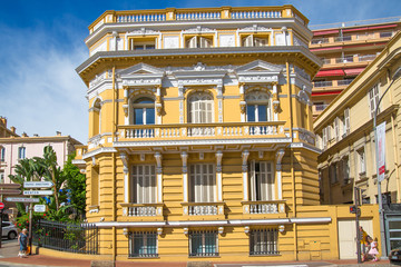 Fototapeta na wymiar Monaco, Monte Carlo. Residential building with luxury apartments, locates close to Grand Casino