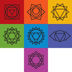 Set of seven chakra symbols, vector - 159572337