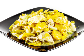 Stir Fried Pumpkin with Egg on white background ,Thai style food,healthy food
