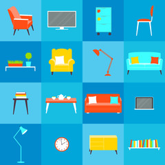 Vector set of the furniture of living room