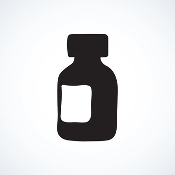 Bottle with tablets. Vector drawing