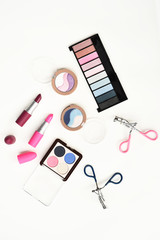 collection of make up and cosmetic beauty products arranged