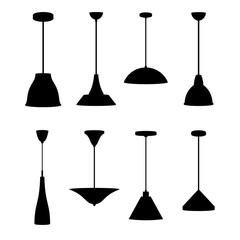 Vector collection of celling lamps. Silhouettes 