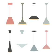 Vector set of celling lamps