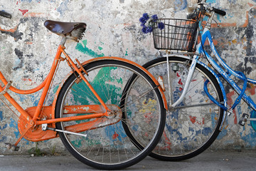 Fototapeta na wymiar Le vélo est le moyen de transport le plus utile dans les villages des Cinque Terre
