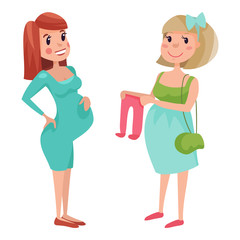 Pregnancy motherhood people expectation concept happy pregnant woman character life with big belly vector illustration