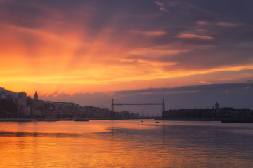 Hanging bridge of Vizcaya from Sestao