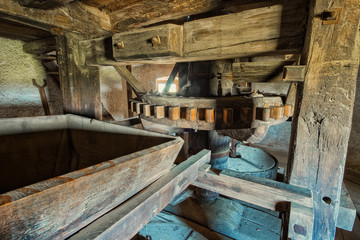 Fototapeta na wymiar Old traditional windmill interior