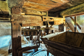 Old traditional windmill interior